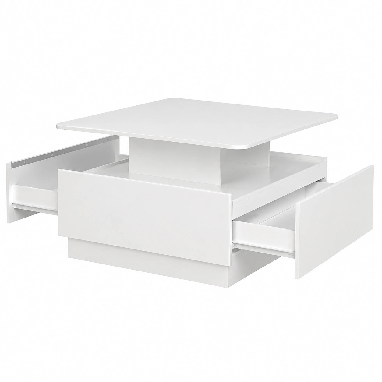 Couchtisch – 78 × 78 × 48 cm, mit LED-Beleuchtung, für Wohnzimmer