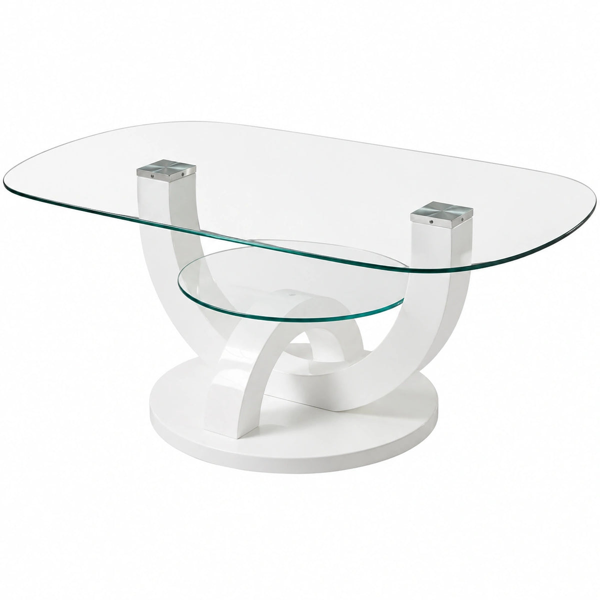 Couchtisch – 110 × 40 × 60 cm, mit Ablagen, aus Glas