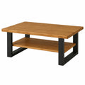 Couchtisch – 115 × 65 cm, mit Ablagen, aus Akazienholz, Schwarz und Naturfarben