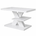 Couchtisch – 90 × 60 × 45 cm, moderner Stil, mit Ablagen, Weiß