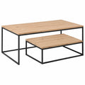 Couchtisch – 110 × 42 × 60 cm, mit Ablagen, aus Massivholz und Eichenholz