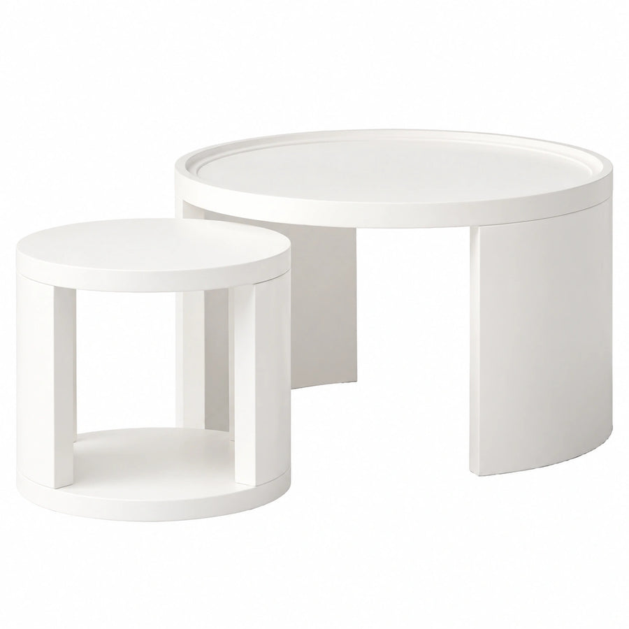 Couchtisch – 2er-Set, Ø 46 cm, runde Form, mit Stauraum, für Wohnzimmer
