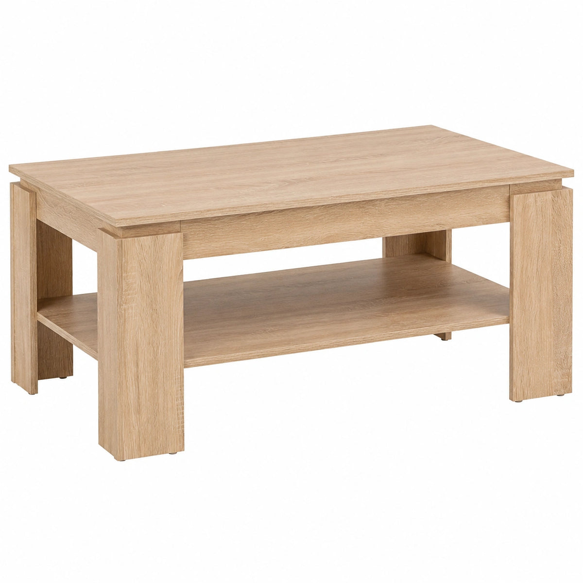 Couchtisch – 100 × 44 × 60 cm, mit Schubladen, mit Ablagen, aus Eichenholz