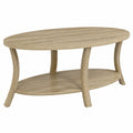 Couchtisch – 111 × 60,5 × 47 cm, ovale Form, mit Ablagen, aus Eichenholz und Holz, für Wohnzimmer und Büro