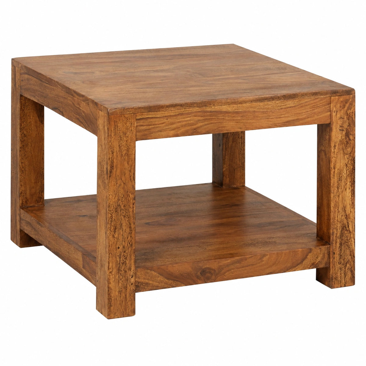 Couchtisch – 60 × 60 × 45 cm, aus Massivholz, Dunkelbraun