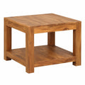 Couchtisch – 60 × 60 cm, mit Ablagen, aus Massivholz, Braun