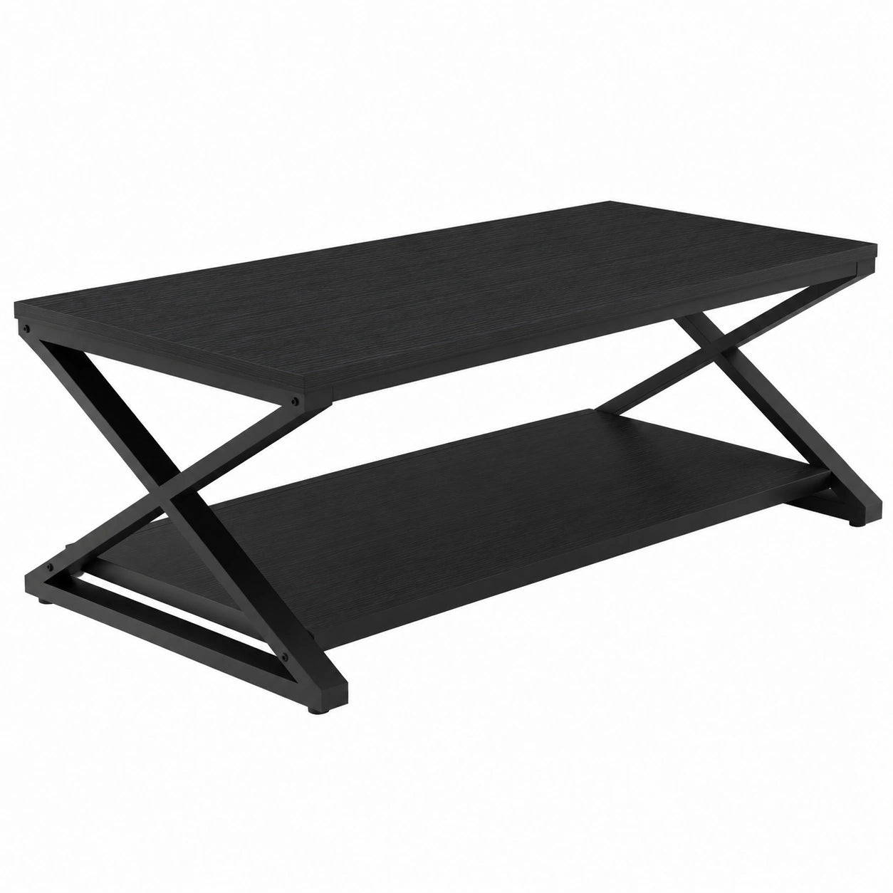 Couchtisch – minimalistischer Stil, mit Stauraum, mit Ablagen, aus Holz, Schwarz, für Wohnzimmer