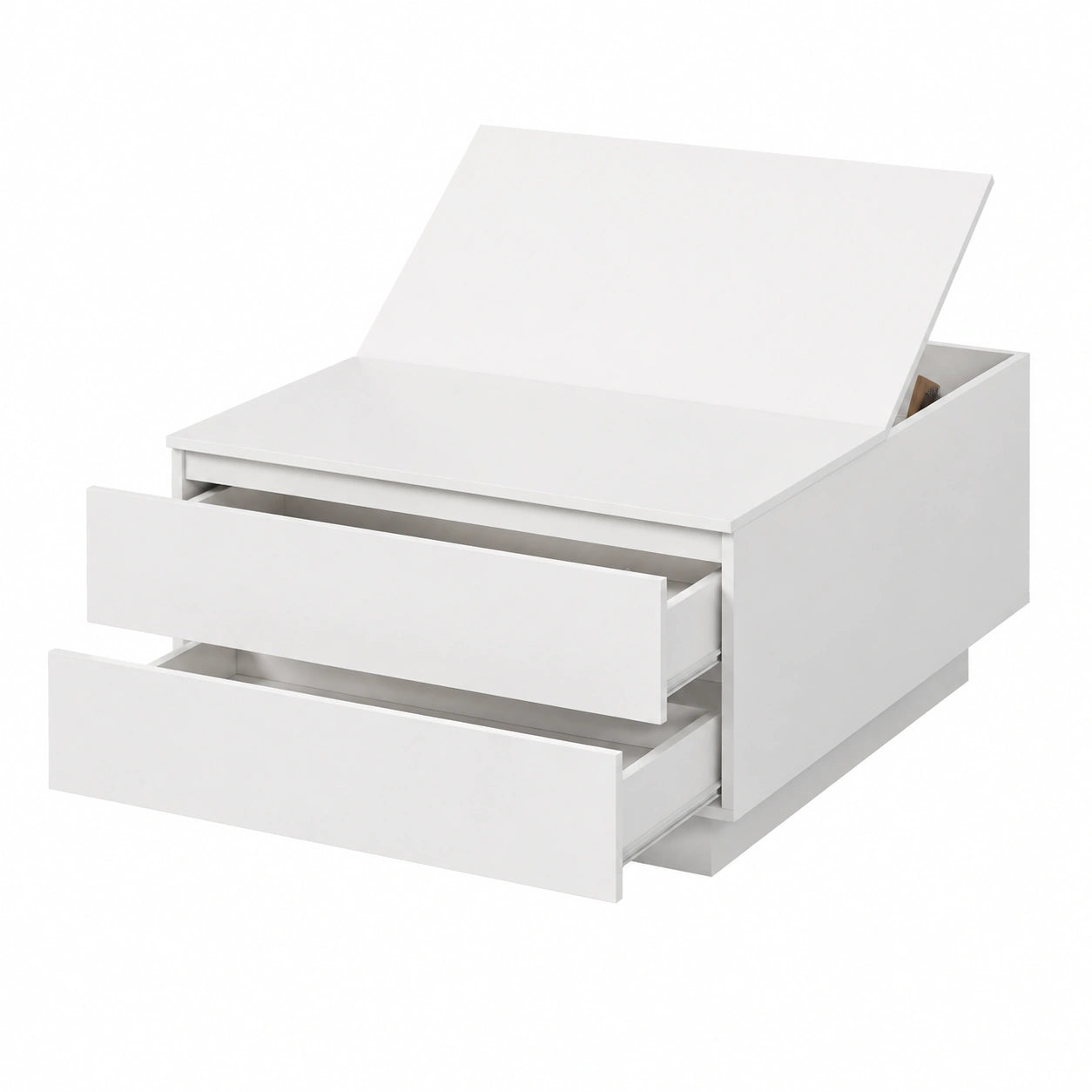 Couchtisch – 78 × 78 × 40 cm, mit LED-Beleuchtung, mit Schubladen, für Wohnzimmer