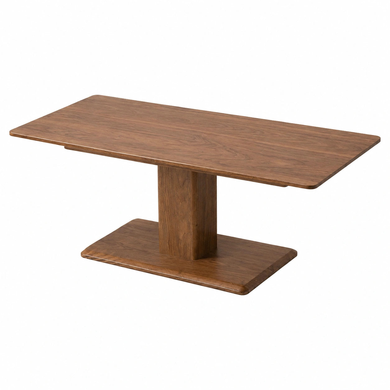 Couchtisch – 120 cm, moderner Stil, höhenverstellbar, aus Massivholz und Eichenholz, Walnuss