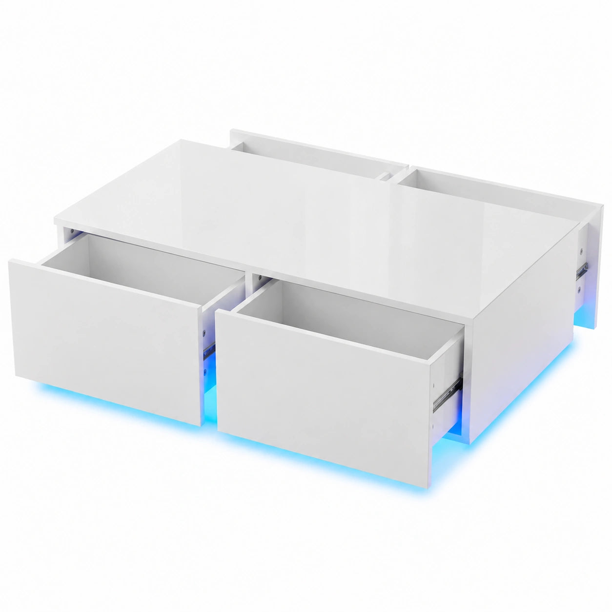 Couchtisch – 100 × 55 × 40 cm, moderner Stil, mit LED-Beleuchtung, mit Schubladen, für Wohnzimmer
