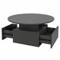 Couchtisch – 80 × 80 × 40 cm, runde Form, mit LED-Beleuchtung, Schwarz, für Wohnzimmer