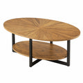 Couchtisch – moderner Stil, ovale Form, aus Metall und Holz, für Wohnzimmer und Schlafzimmer