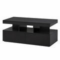 Couchtisch – 104 × 53 × 46 cm, mit LED-Beleuchtung, mit Schubladen, Schwarz, für Wohnzimmer und Büro