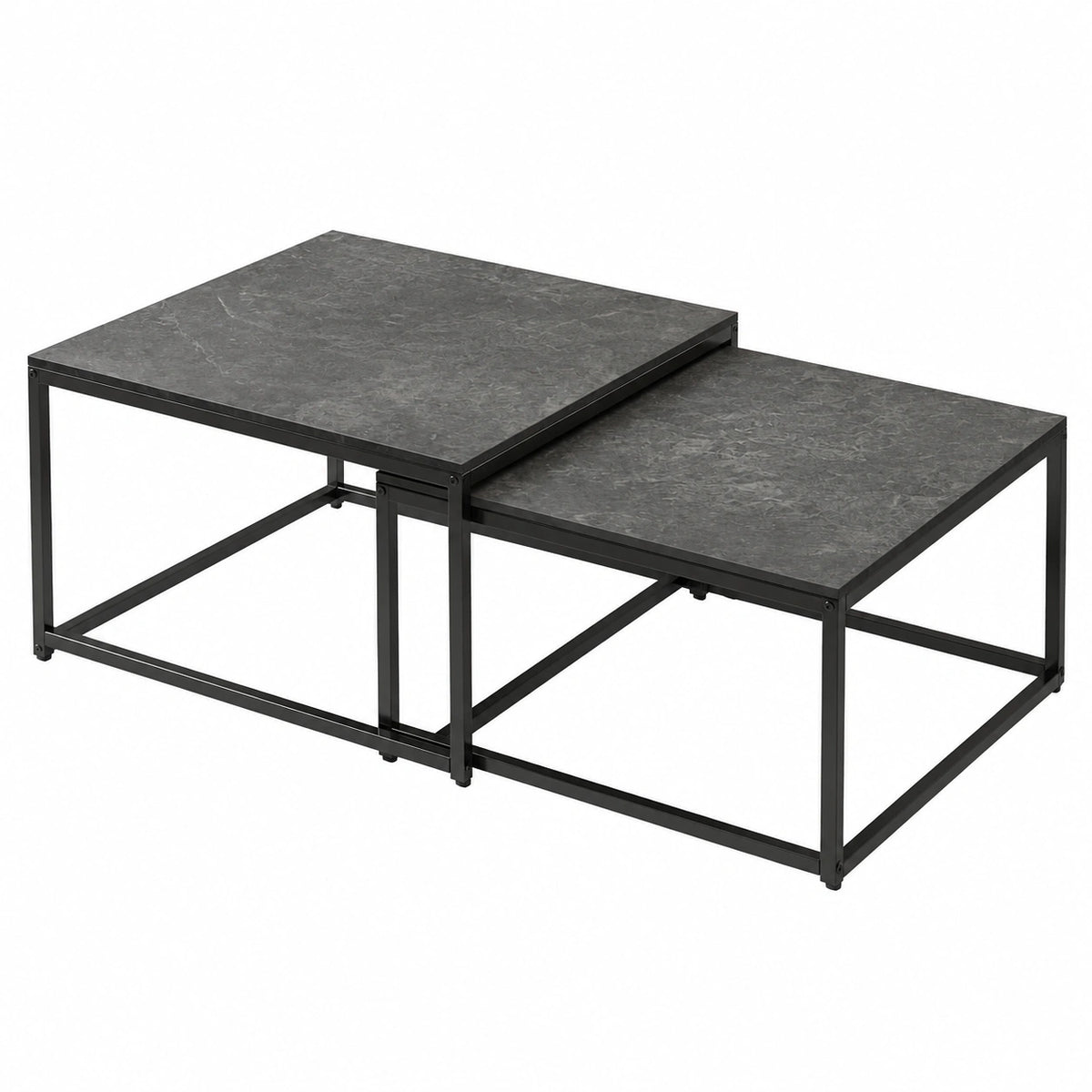 Couchtisch – 2er-Set, 65 × 65 × 40 cm, moderner Stil, Schwarz, für Wohnzimmer